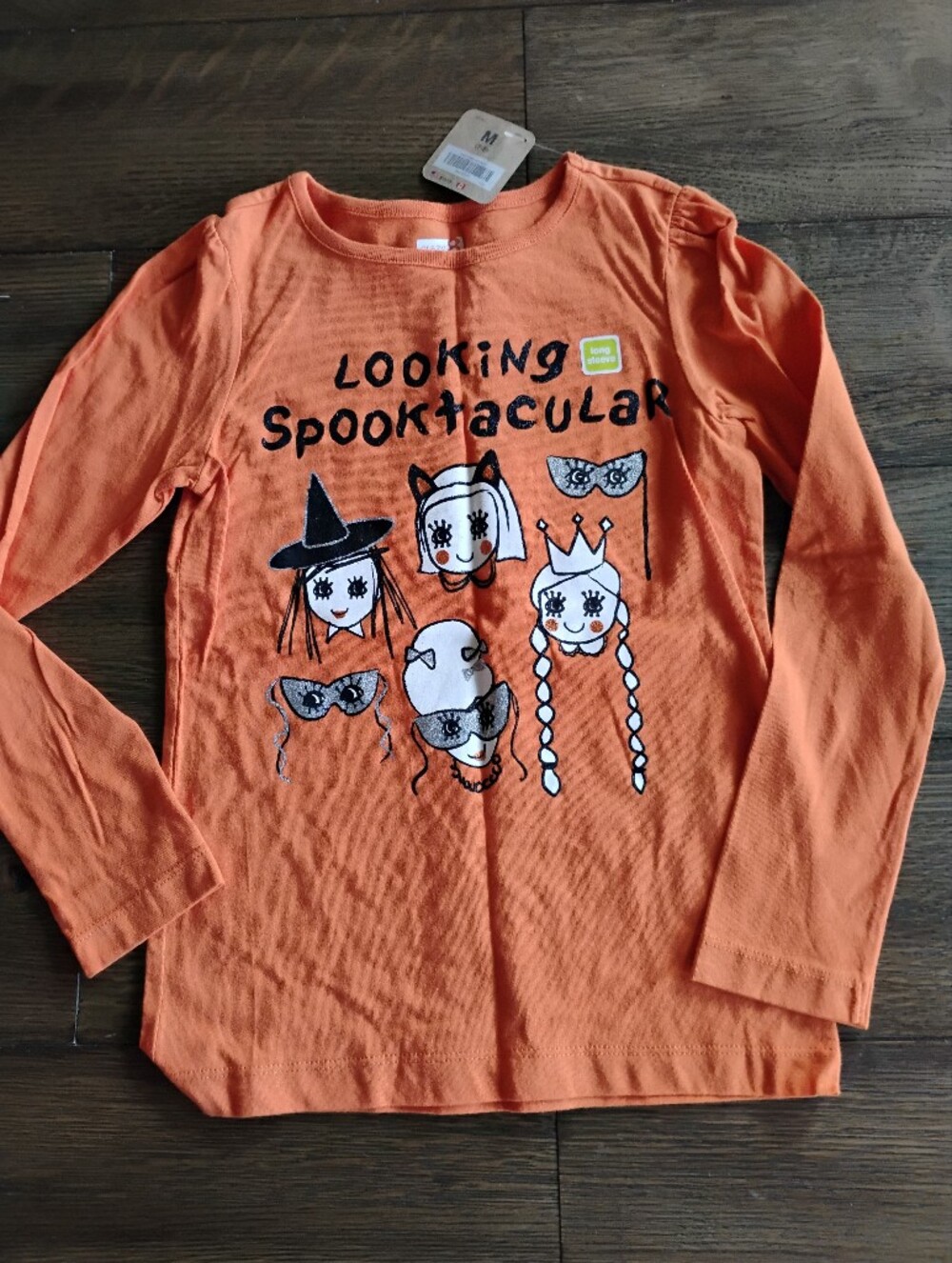 Crazy 8 Orange Halloween Faces Long-Sleeve Tee